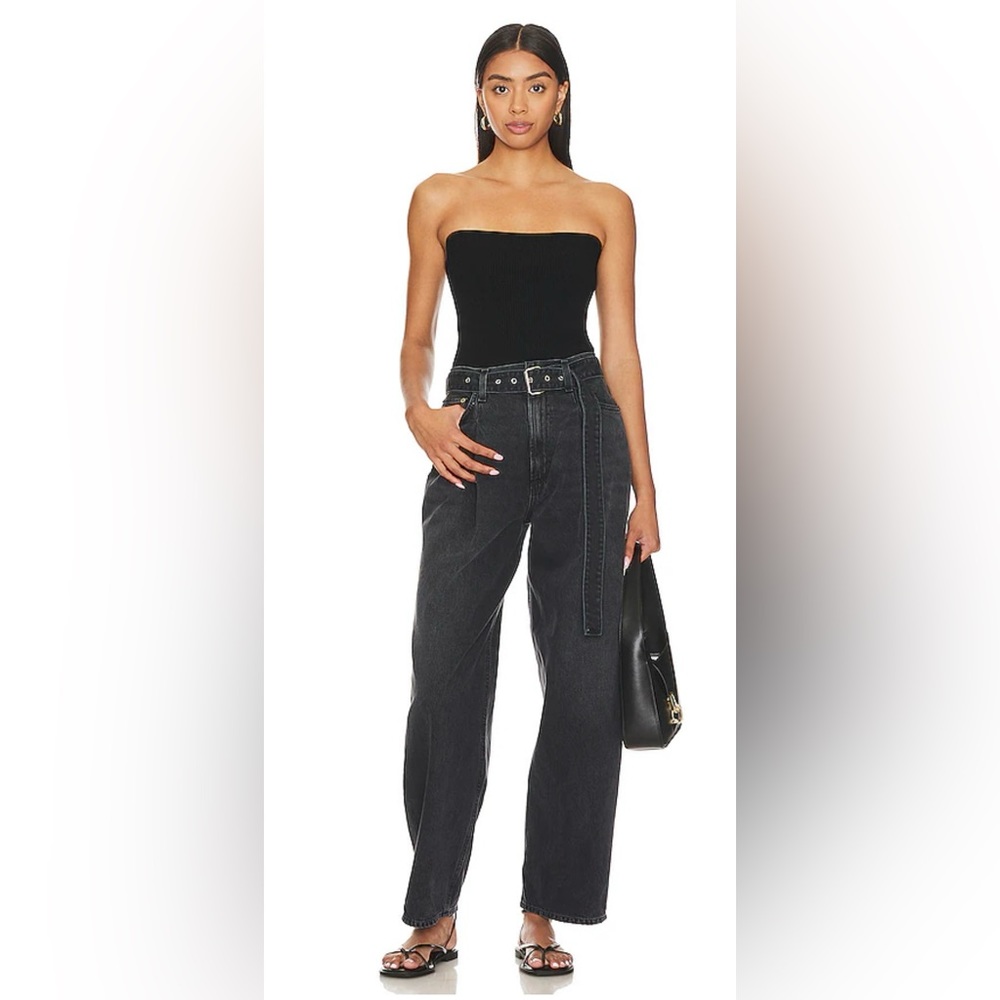 AGOLDE Belted Baggy Barrel Jean in Reworked (washed black)